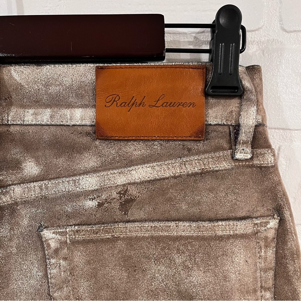 Ralph Lauren Purple Label Collection Metallic Gold Boot Cut Jeans Made in Italy - Picture 13 of 17